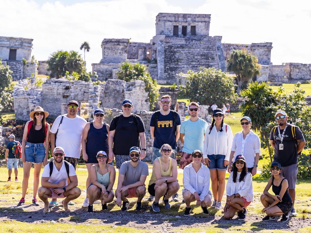 mexico-group-tour-11-1 Mexico tour group enjoying beach in Tulum, Mexico