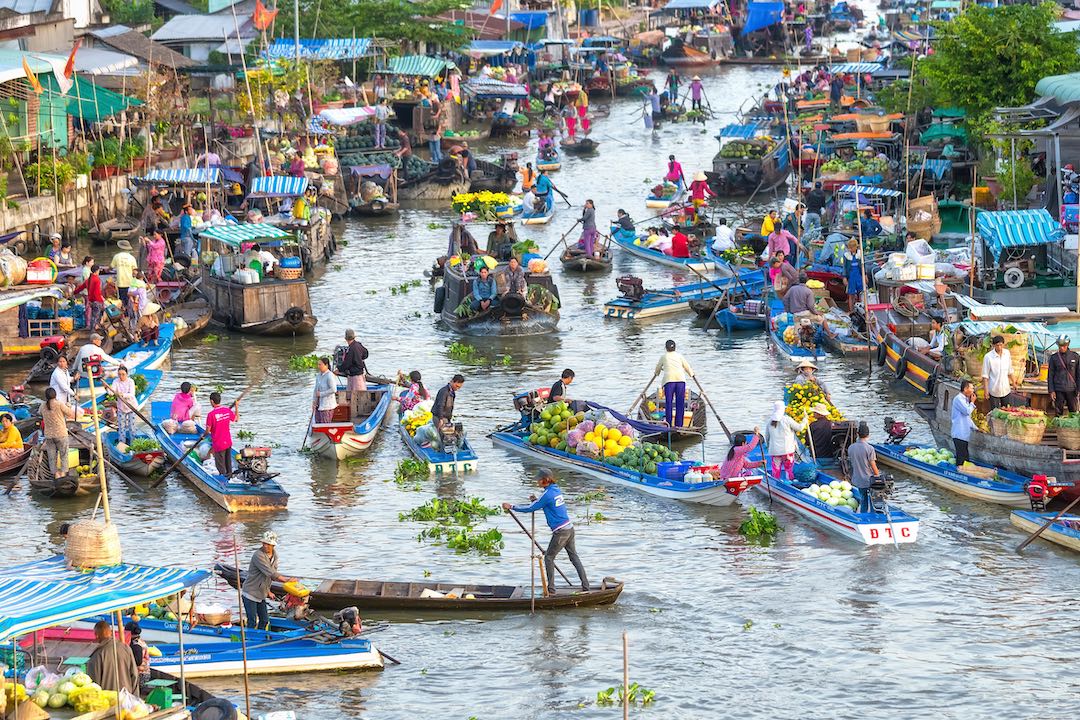 Floating market during out vietnam and cambodia tour
