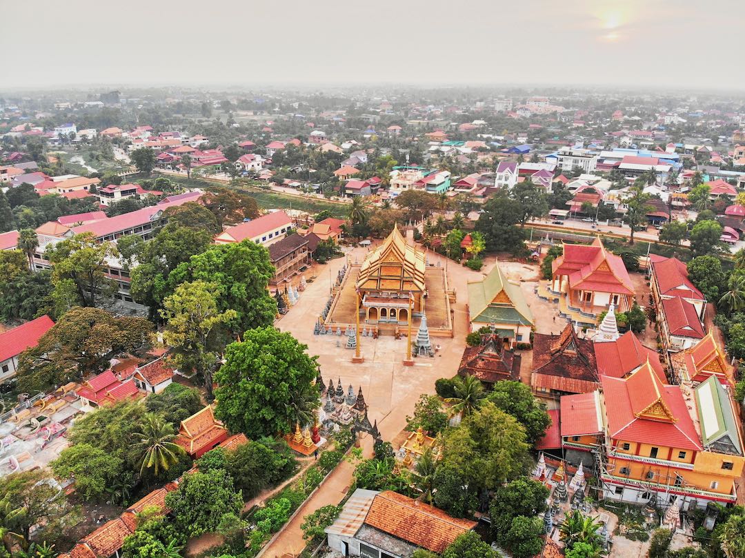 Aerial view of Siem Reap during our group tour of cambodia and vietnam