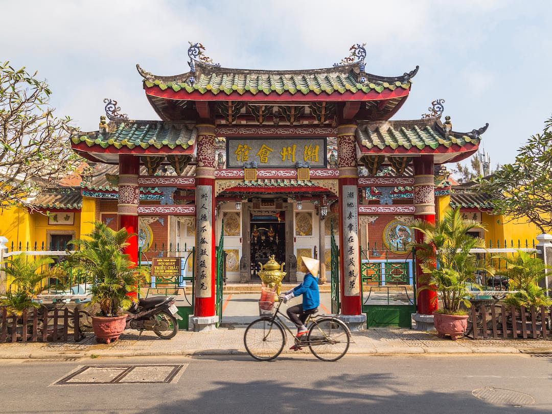 Biking through Hoi An in Vietnam during a small group tour