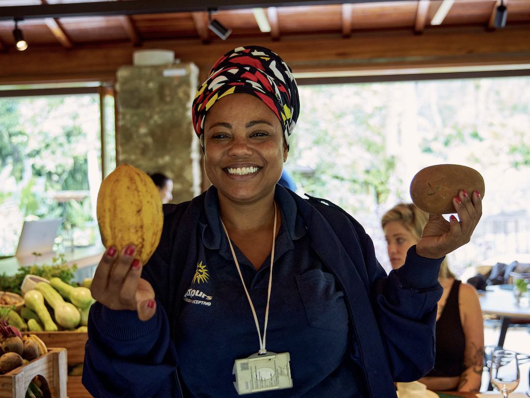 Cooking class during our group tour of Brazil