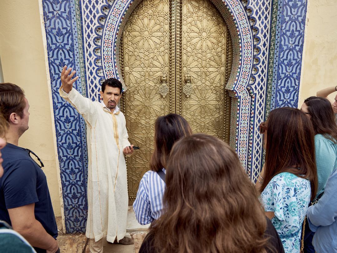 Tour guide in Fes during our Morocco group tour