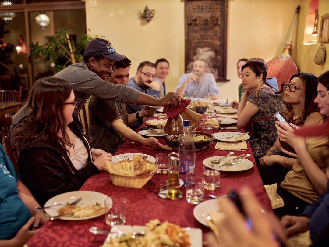 Dinner during our Morocco group tour