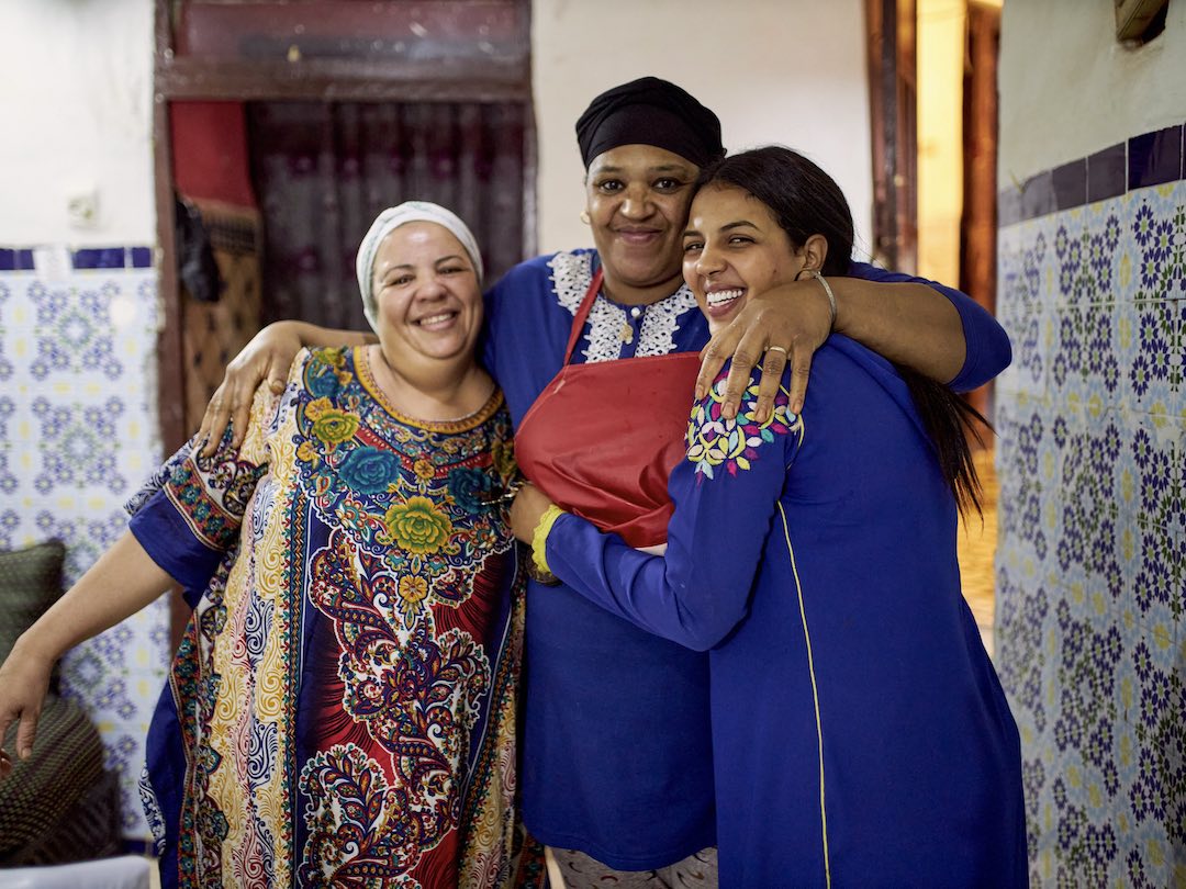 Locals in Morocco during a cooking class with Other Way Round Travel