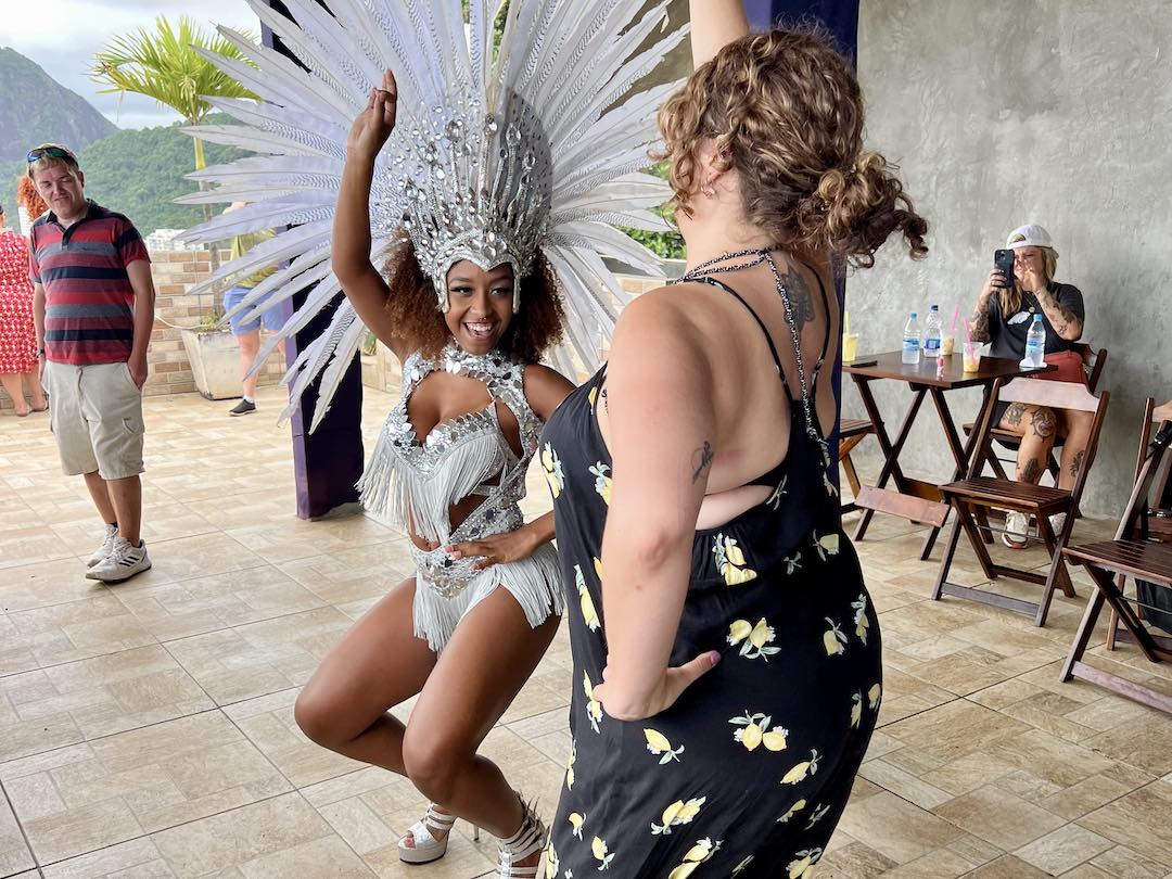 Samba lesson during our Brazil group tour