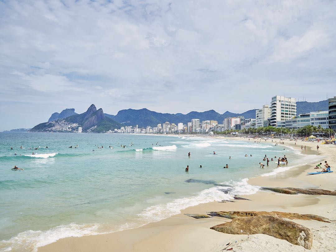 Visiting Ipanema beach during our group tour of Brazil