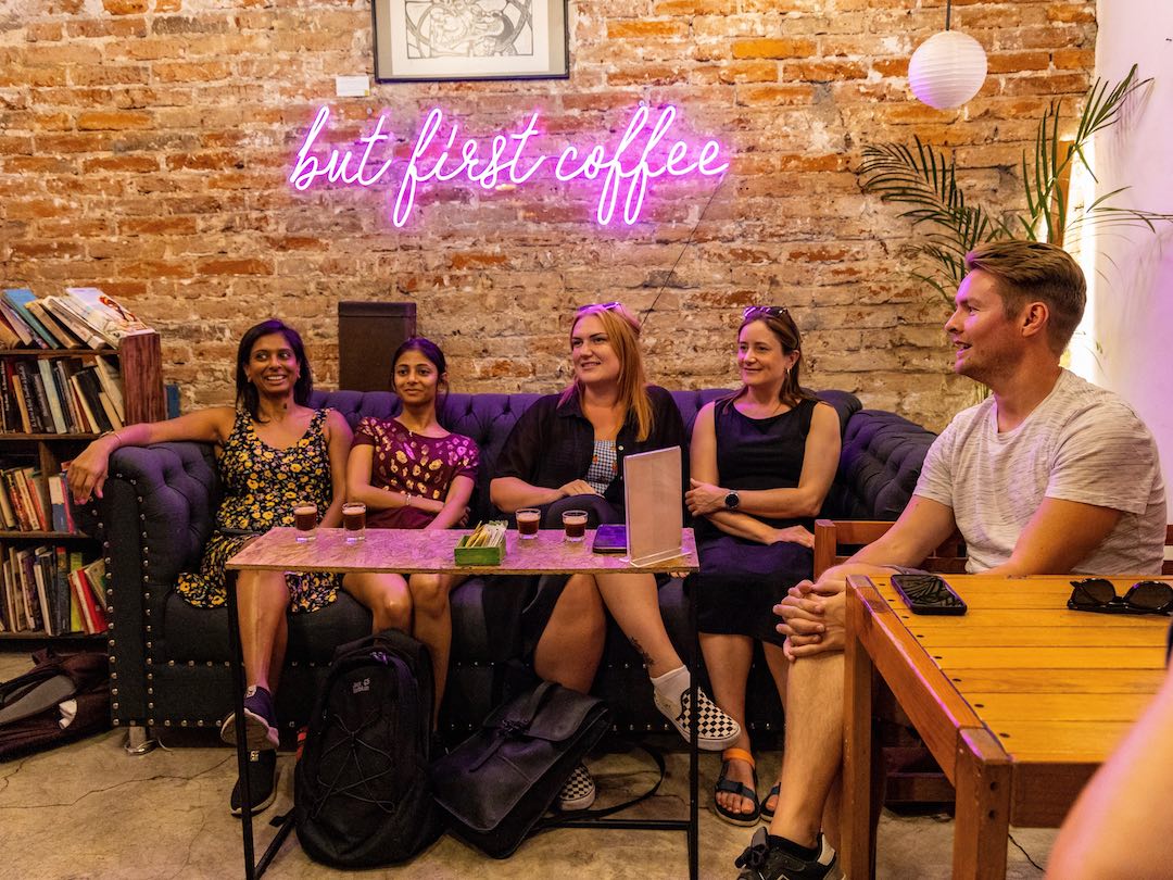 Coffee in Mexico City during our 4 day group tour