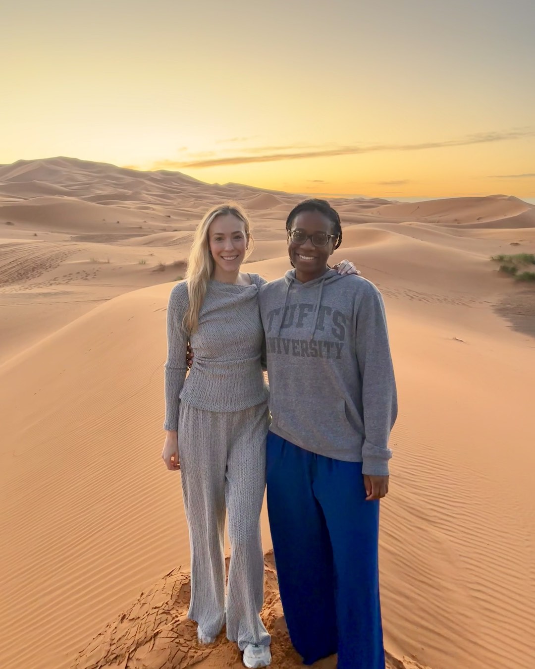 Enjoying a sunset in the Sahara desert in Morocco with OWR 