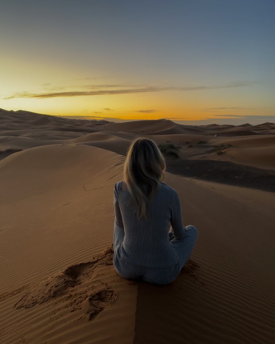 Sunset in the Sahara desert in Morocco with OWR 