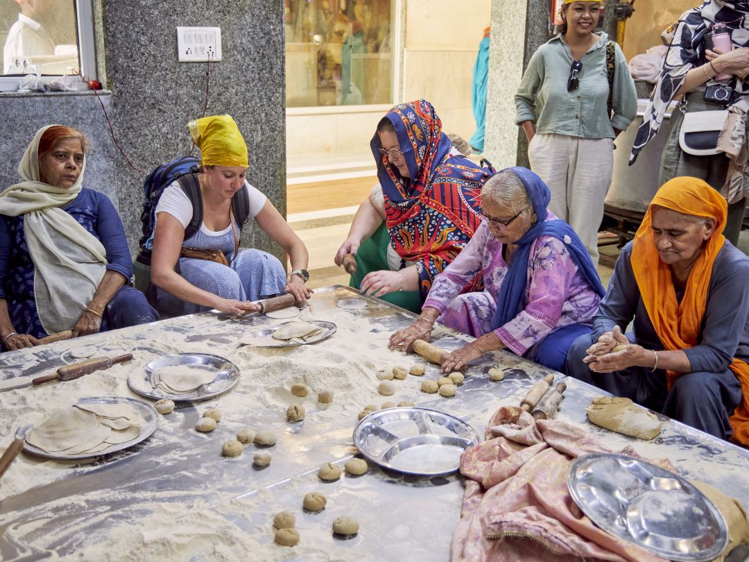 Helping in the kitchen at the Sikh Temple in Old Delhi