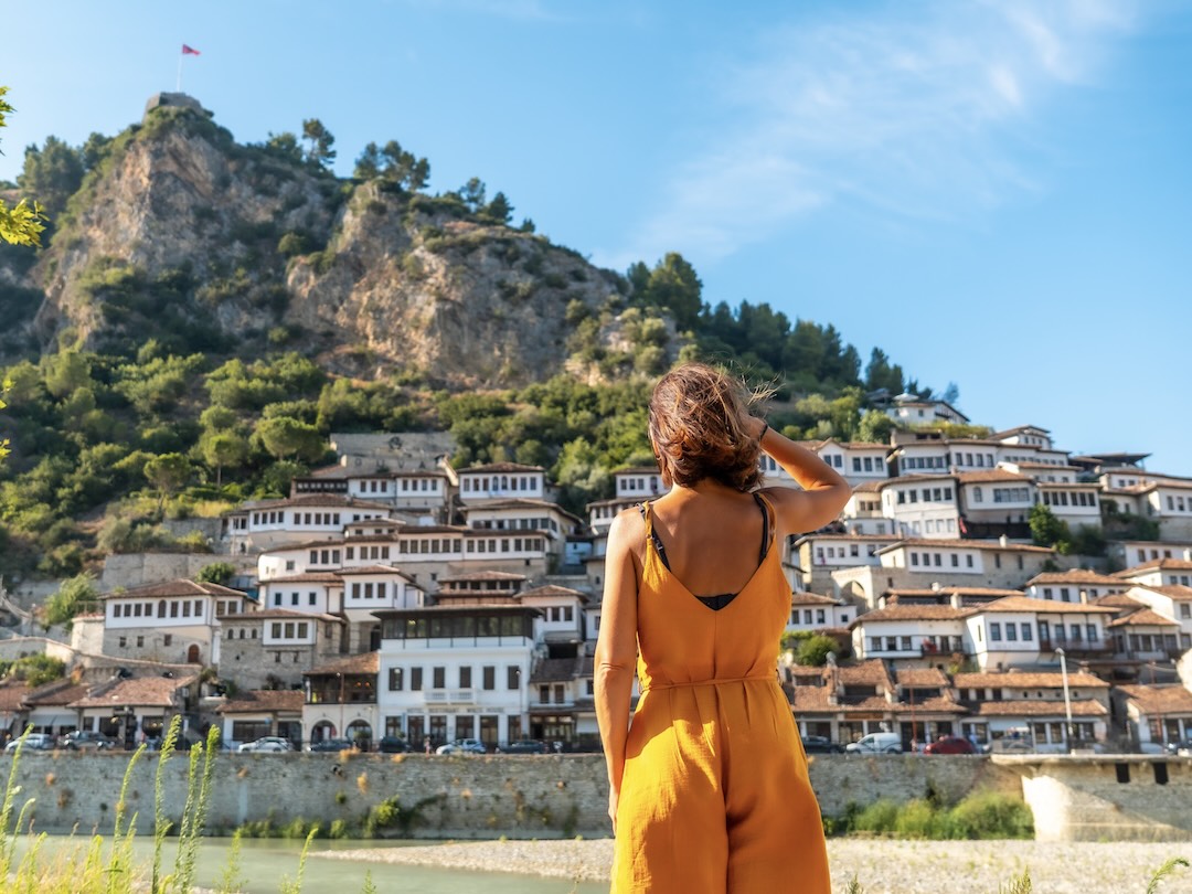 A lady in Berat, during the Albania group tour with Other Way Round Travel