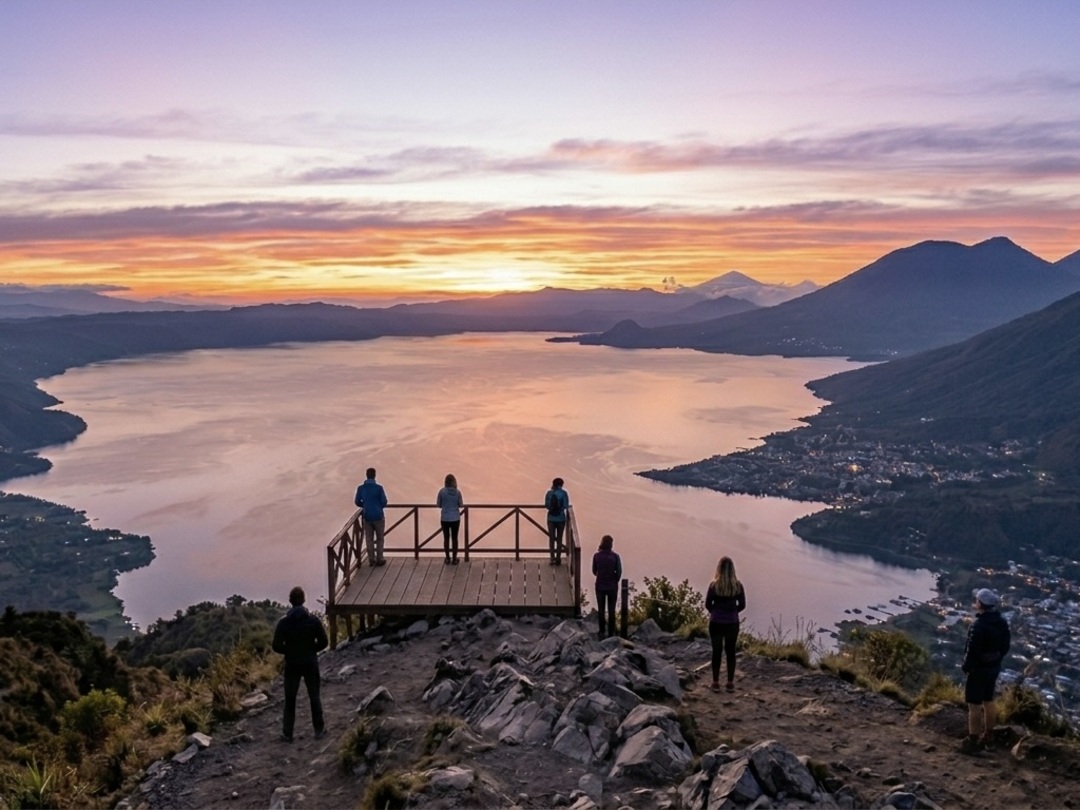 Sunrise views after doing the Indian Nose hike during the Guatemala & Belize group tour with Other Way Round Travel