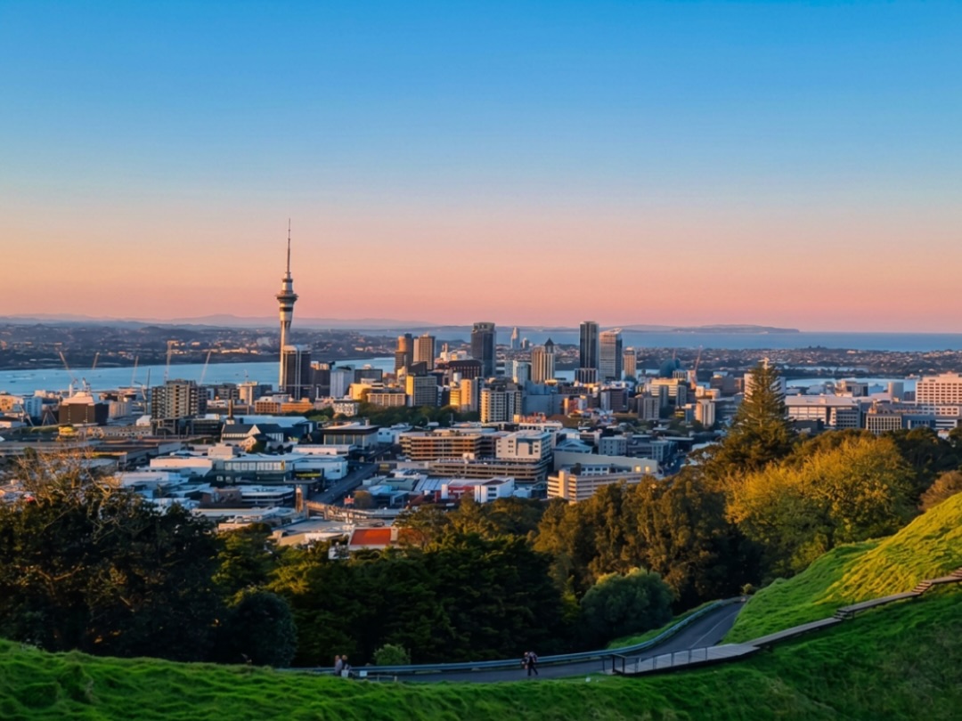 Auckland city skyline during the New Zealand group tour with Other Way Round Travel