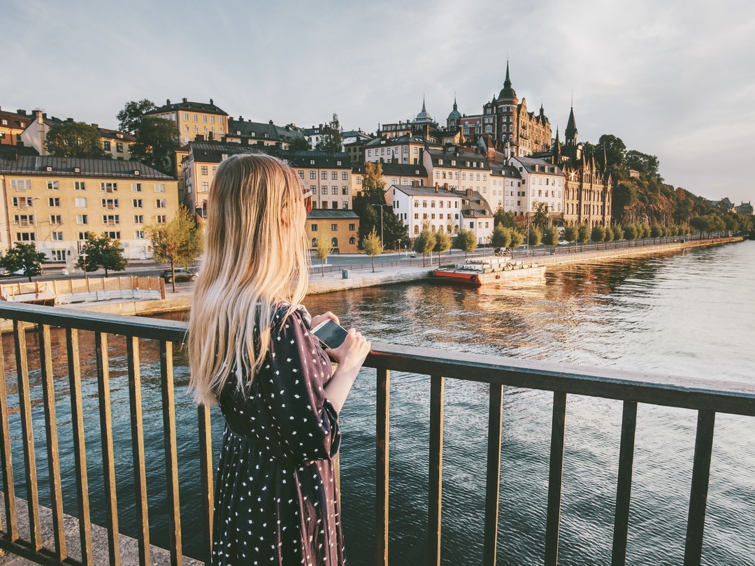 A lady exploring Stockholm during the Other Way Round Travel group tour of Scandinavia